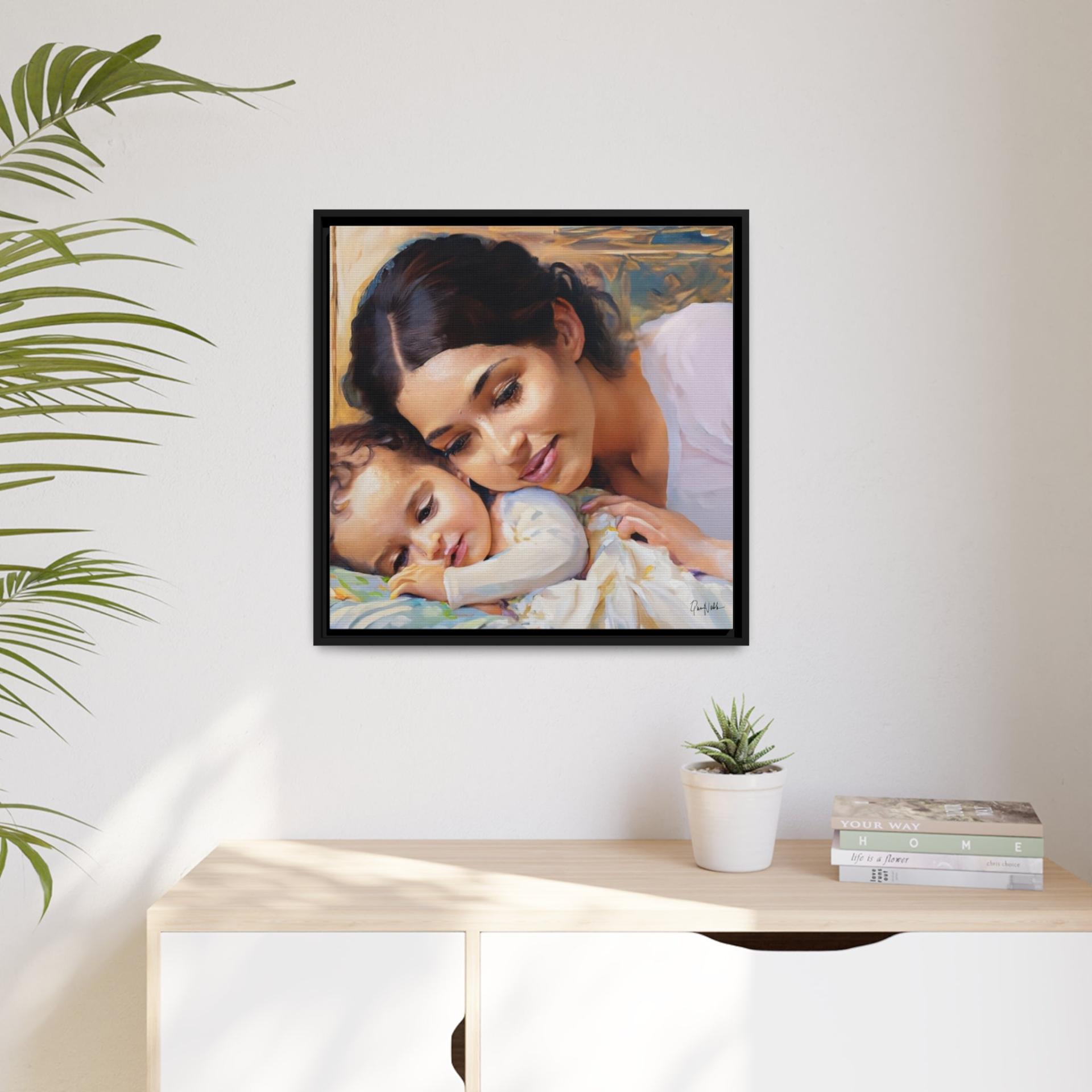 Framed Canvas Wall Art MOTHER AND BABY - By QueenNoble - Trendy Living 24/7