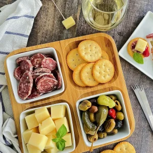 Bamboo Square Divided Dish / Bento box 8.5" inch X 8.5" inch